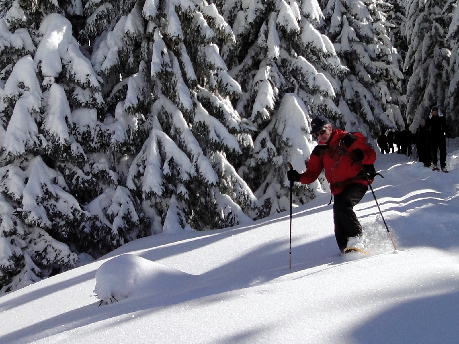 Descente sportive dans la poudreuse