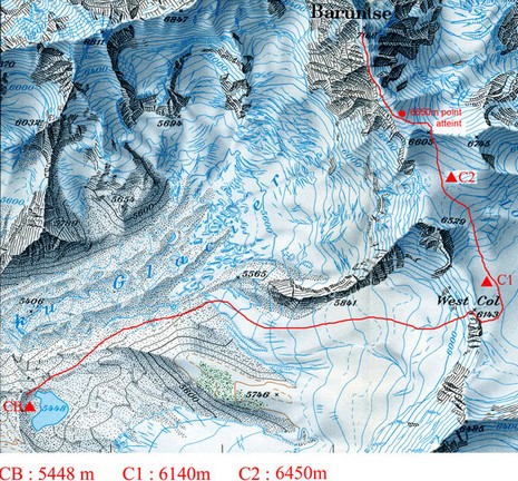 Carte d'ascension du Baruntse