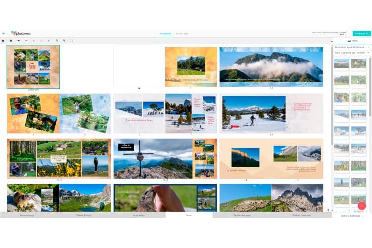 Vue globale des pages du livre photo