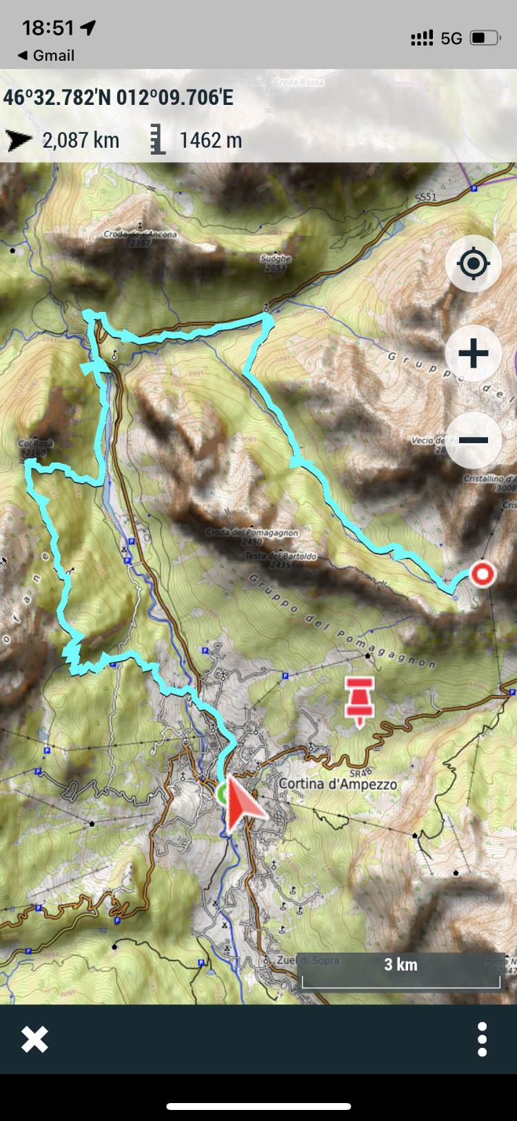 Carte OSM avec trace GPX importée sur TwoNav