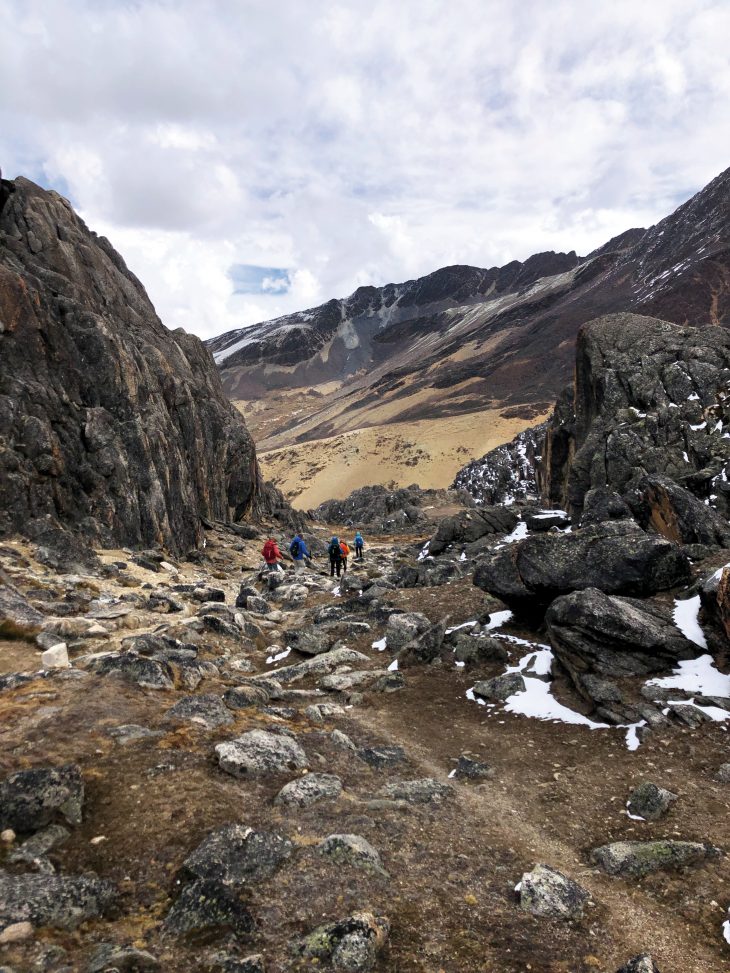 En descendant à la laguna Carizal, Tour de l'Illampu